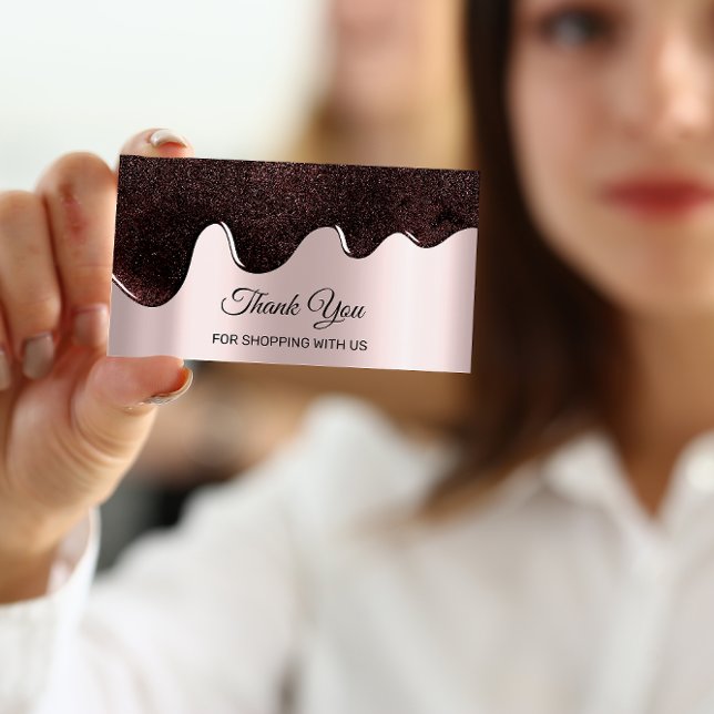 Thank You For Shopping  Rose Drips Chocolate Business Card (Creator Uploaded)