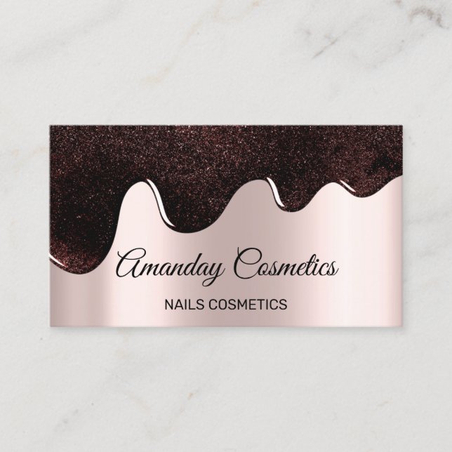 Thank You For Shopping  Rose Drips Nails Makeup Business Card (Front)