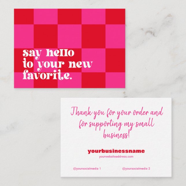 Thank You For Shopping Small Pink Checker Insert (Front/Back)