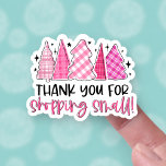 Thank You for Shopping Small Pink Christmas Trees Sticker<br><div class="desc">Delight your customers this winter with a cute pink Christmas trees sticker! This fun and colorful plaid and gingham, patterned winter scene shares a heartfelt message, "Thank you for shopping small!" Sure to brighten your customer's day and get your small business noticed - and appreciated! On this sheet size, each...</div>