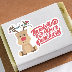 Thank You for Shopping Small Reindeer Christmas Sticker
