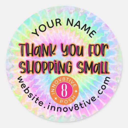 Thank You for Shopping Small Tie Dye Classic Round Sticker