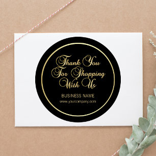 Thank You For Shopping With Us Business Gold Black Classic Round Sticker