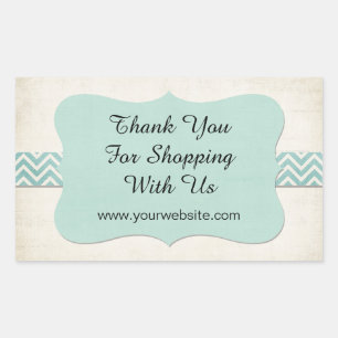 'Thank You for Shopping With Us' Mint Business Rectangular Sticker