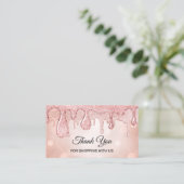 Thank You For Shopping With Us Rose  Drips Business Card (Standing Front)