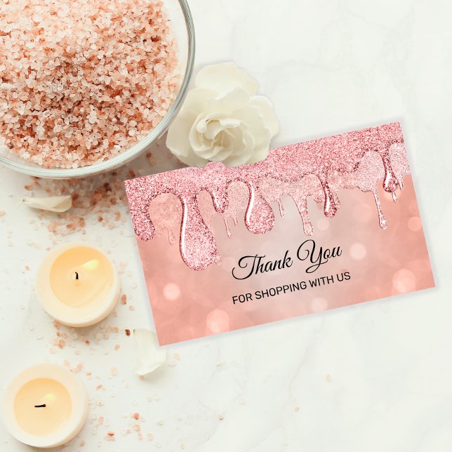 Thank You For Shopping With Us Rose  Drips Business Card