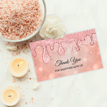 Thank You For Shopping With Us Rose  Drips Business Card by luxury_luxury at Zazzle