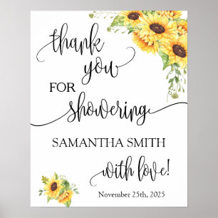 Thank you for showering bride to be sunflowers poster
