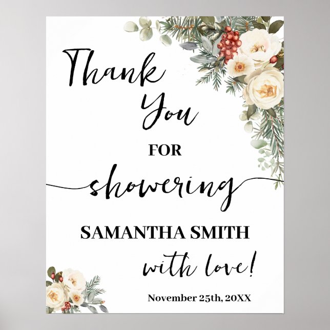 Thank You for Showering Bride Winter Shower Poster (Front)