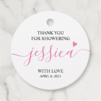 Thank You For Showering Girl Baby Shower Favor Tags