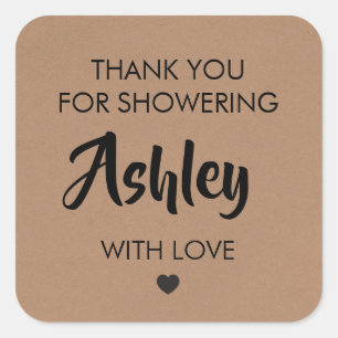 Thank You for Showering Her With Love Gift Tag, Square Sticker