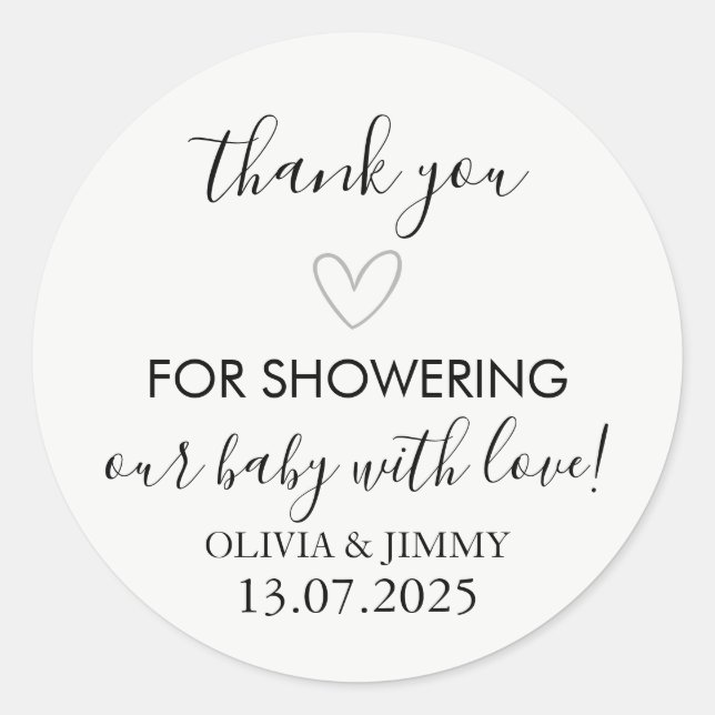 Thank You For Showering Our Baby  Classic Round Sticker (Front)