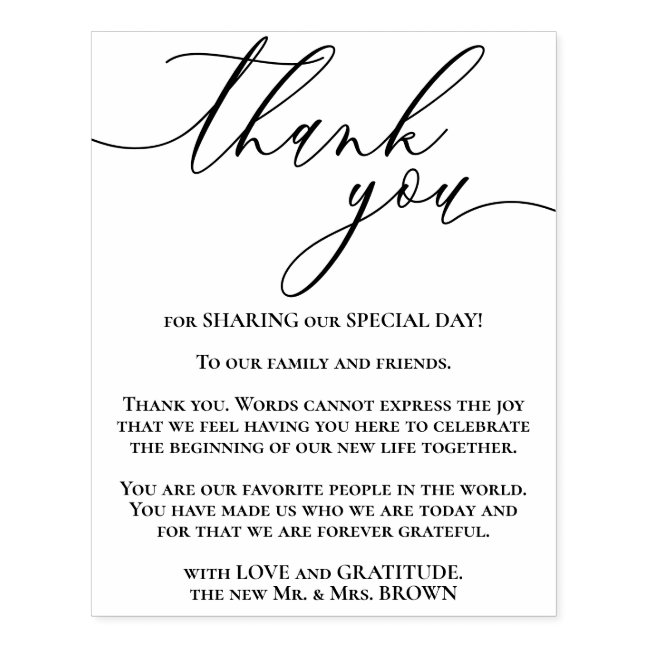 Thank you for special wedding day rubber stamp