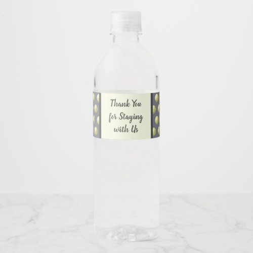Thank You for Staying with Us Gold Polka Dot Red Water Bottle Label