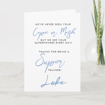 Thank You For Super Teacher  Editable Name Card by GenerationIns at Zazzle