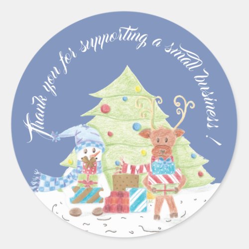 Thank you for supporting a small business Holiday Classic Round Sticker