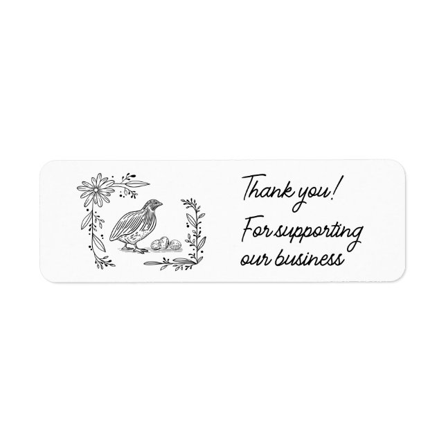 Thank You For Supporting Business Quail Egg Carton Label (Front)