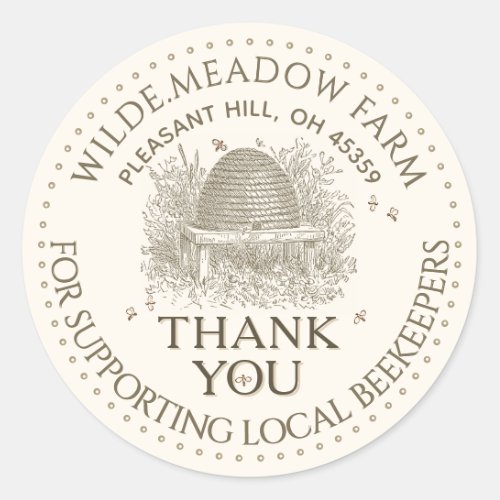 Thank You For Supporting Local Beekeepers Skep Classic Round Sticker