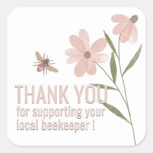 Thank You for Supporting Local Beekeepers with Bee Square Sticker