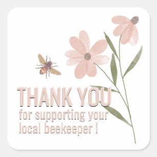 Thank You for Supporting Local Beekeepers with Bee Square Sticker