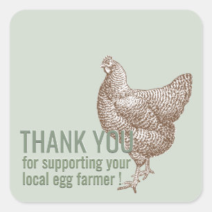 Thank You for Supporting Local Egg Farmer with Hen Square Sticker
