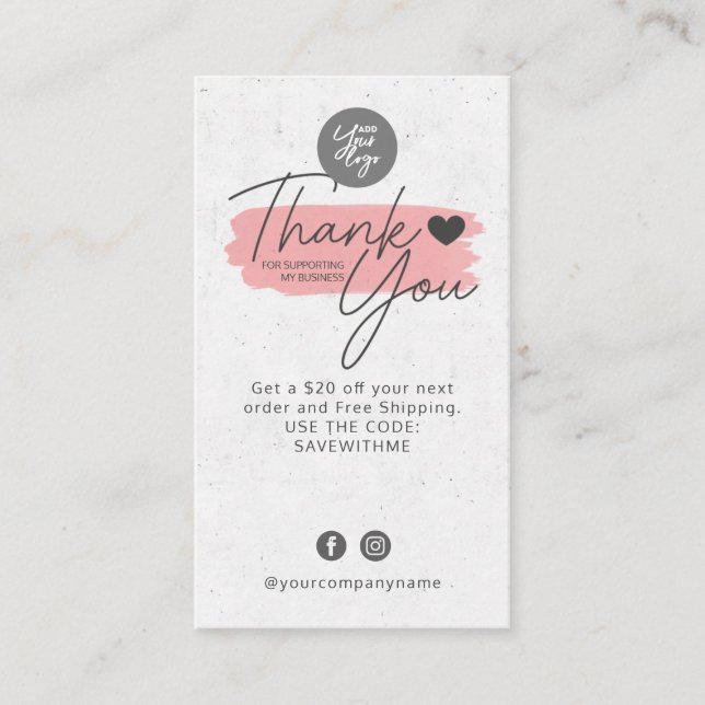 Thank You for supporting my business Business Card (Front)