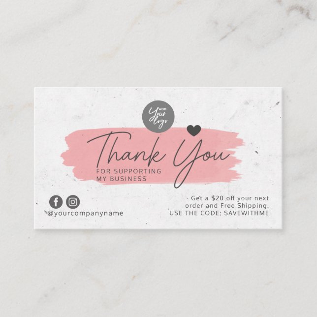 Thank You for supporting my business Business Card (Front)