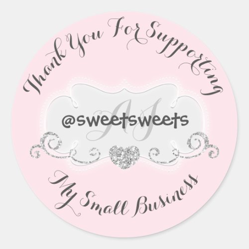 Thank You For Supporting My Business Hearts Pink Classic Round Sticker