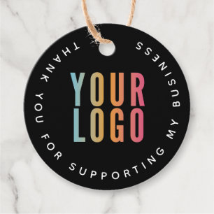 Thank You For Supporting My Business Logo Black Favor Tags