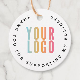 Thank You For Supporting My Business Logo White Favor Tags
