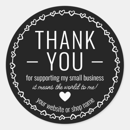 Thank You  For Supporting My Business Monogram Classic Round Sticker