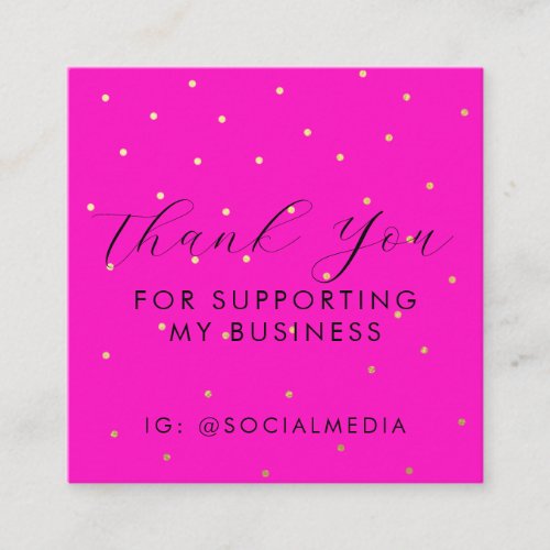 Thank You For Supporting My Business Pink Gold   Enclosure Card