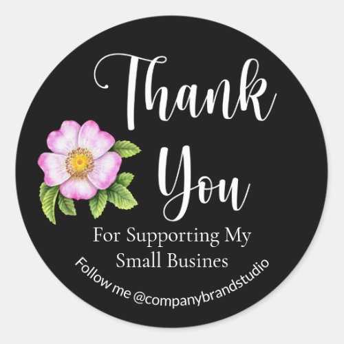 Thank You For Supporting My Small Business Black Classic Round Sticker