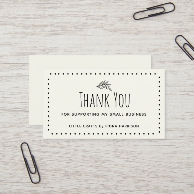 Thank You For Supporting My Small Business  Business Card (Front/Back In Situ)