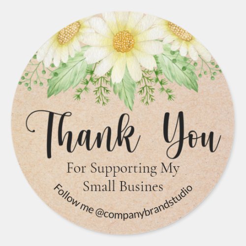 Thank You For Supporting My Small Business Floral Classic Round Sticker