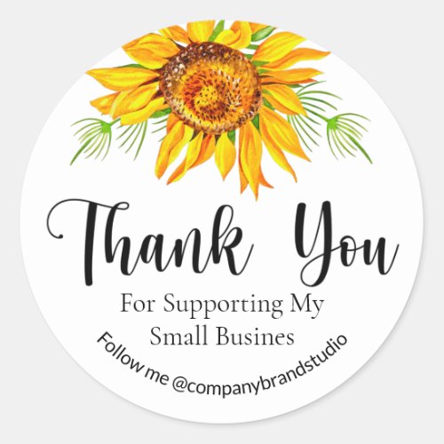 Thank You For Supporting My Small Business Floral  Classic Round Sticker