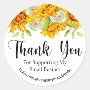 Thank You For Supporting My Small Business Floral Classic Round Sticker