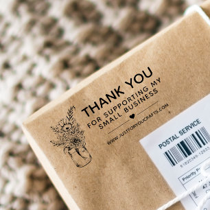 Thank You For Supporting My Small Business Flowers Rubber Stamp