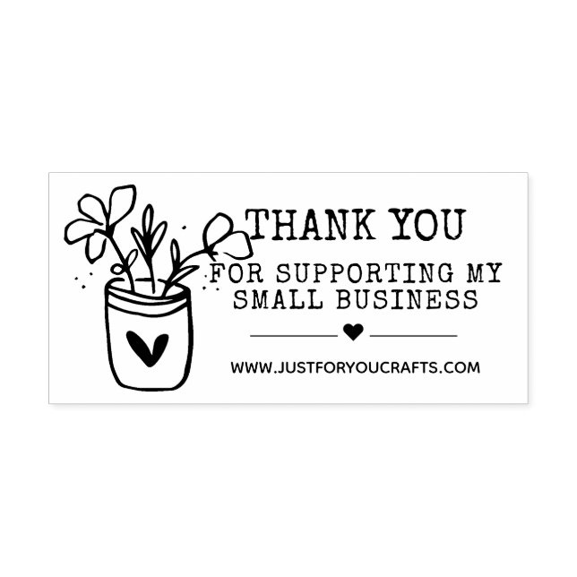 Thank You For Supporting My Small Business Flowers Rubber Stamp (Imprint)