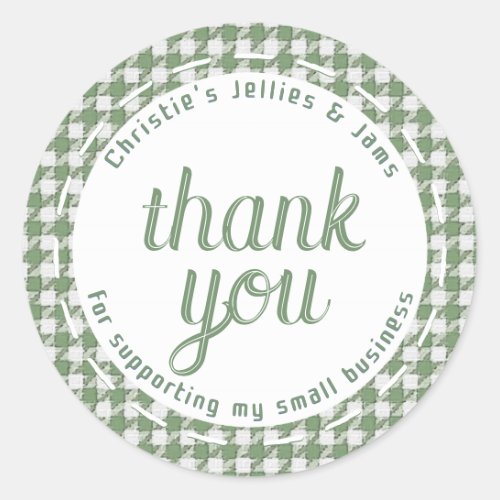Thank you for supporting my small business gingham classic round sticker