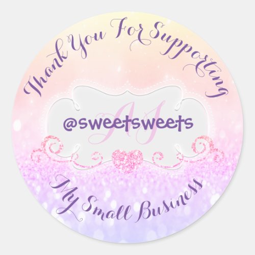 Thank You For Supporting My Small Business Glitter Classic Round Sticker