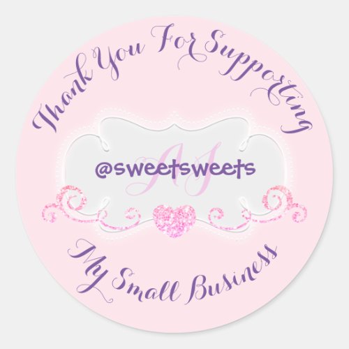 Thank You For Supporting My Small Business Heart Classic Round Sticker