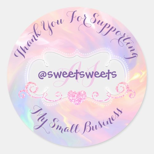 Thank You For Supporting My Small Business Hearts Classic Round Sticker