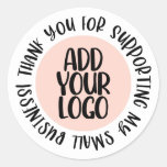 Thank You For Supporting My Small Business Logo Classic Round Sticker at Zazzle