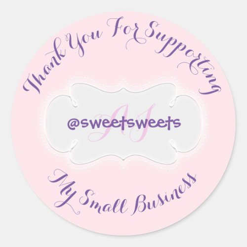 Thank You For Supporting My Small Business Pink Classic Round Sticker