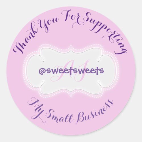 Thank You For Supporting My Small Business Purple Classic Round Sticker