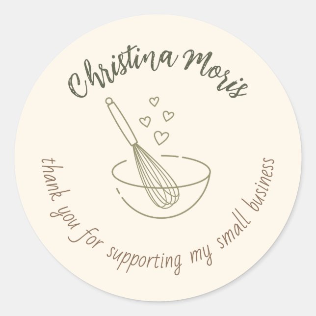 Thank You For Supporting my Small Vegan Bakery Classic Round Sticker (Front)