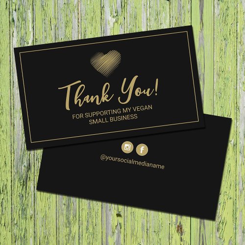 Thank You For Supporting My Vegan Small Business  Business Card