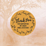 Thank You For Supporting My Vegan Small Business Classic Round Sticker at Zazzle