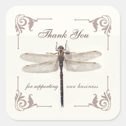 Thank You for Supporting Our Business Dragonfly  Square Sticker